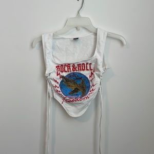 SHEIN Rock & Roll Crop Top with Side Boob Detail